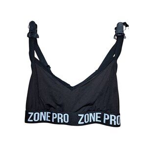 Zone Pro Black Sports Bra 3X Plus Size Activewear Logo Band Elastic Gym Workout